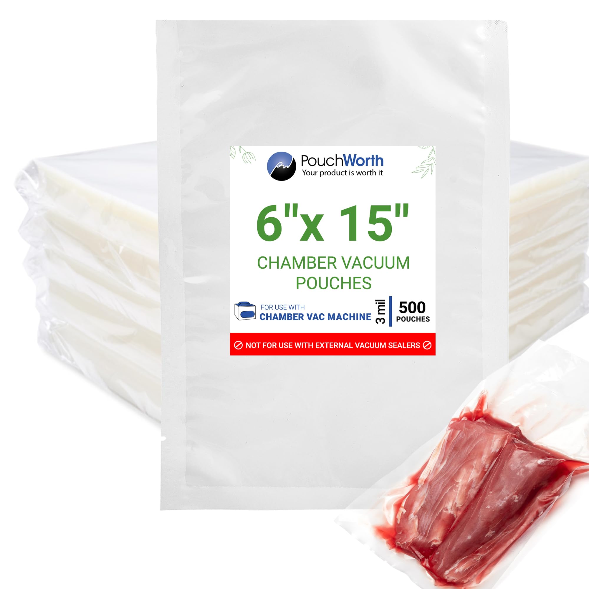 6 x 15 Chamber Vacuum Pouches (3 Mil)