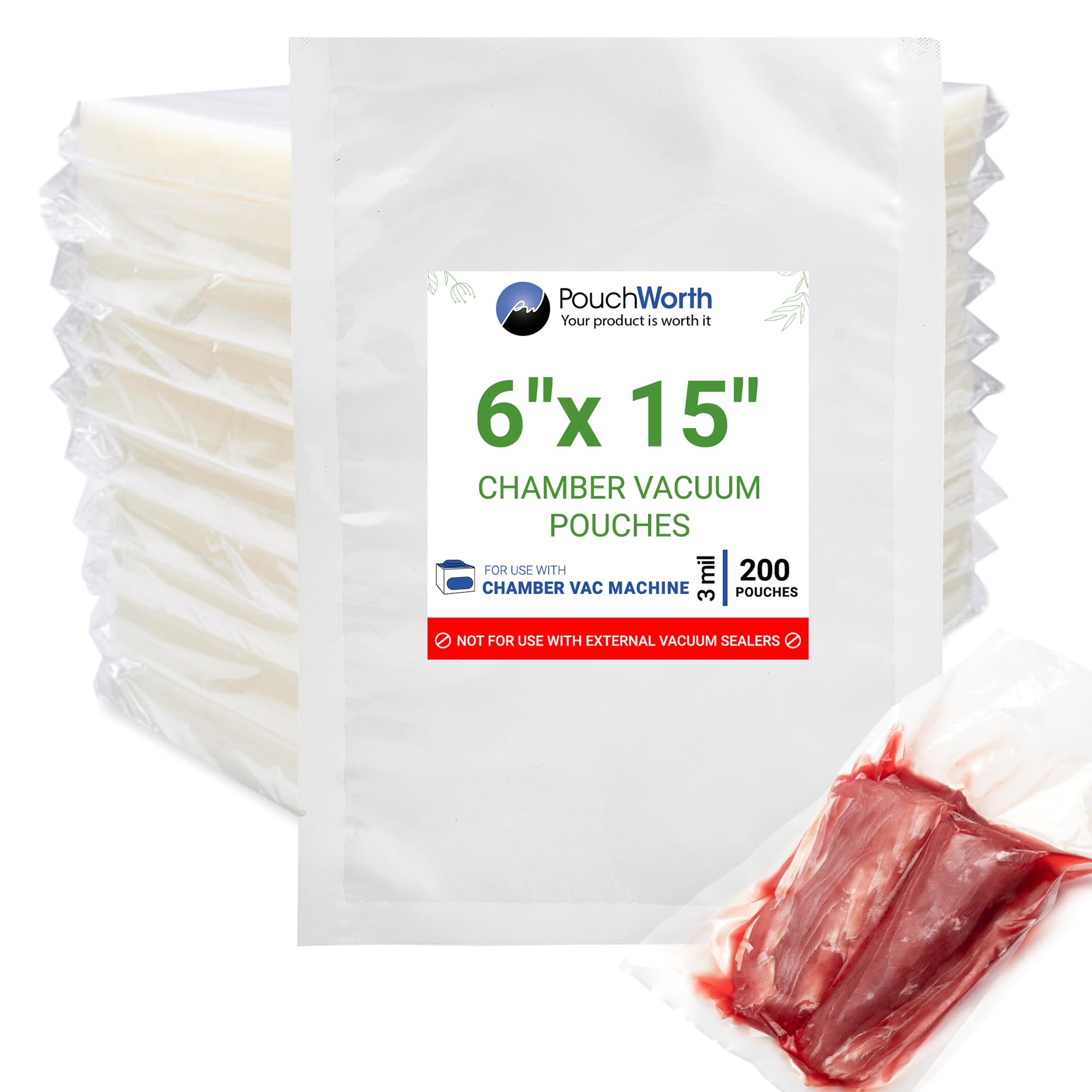 6 x 15 Chamber Vacuum Pouches (3 Mil)