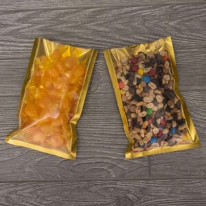 NYSM Clear/Gold Custom Stand Up Pouches Ziplock Mylar Bags