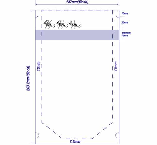 5x8x2.5 Child Resistant Pouch Dieline