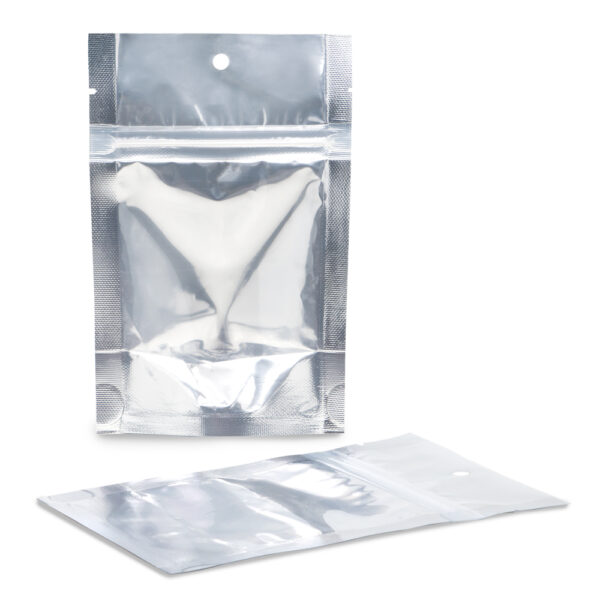 NYSM Clear/Silver 4×6×2.5 – 100 Pack Clear Silver Stand Up Pouch Food bags