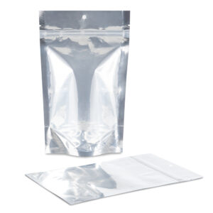 NYSM Clear/Silver 6×9.5×3.5 – 100 Pack Clear Silver Stand Up Pouch Food Bags